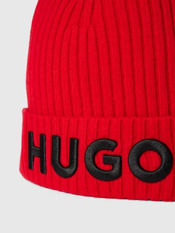 HUGO Beanie Mit Label-Stitching – Rot 3