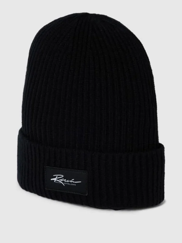 REVIEW Beanie Mit Label-Patch – Schwarz 1