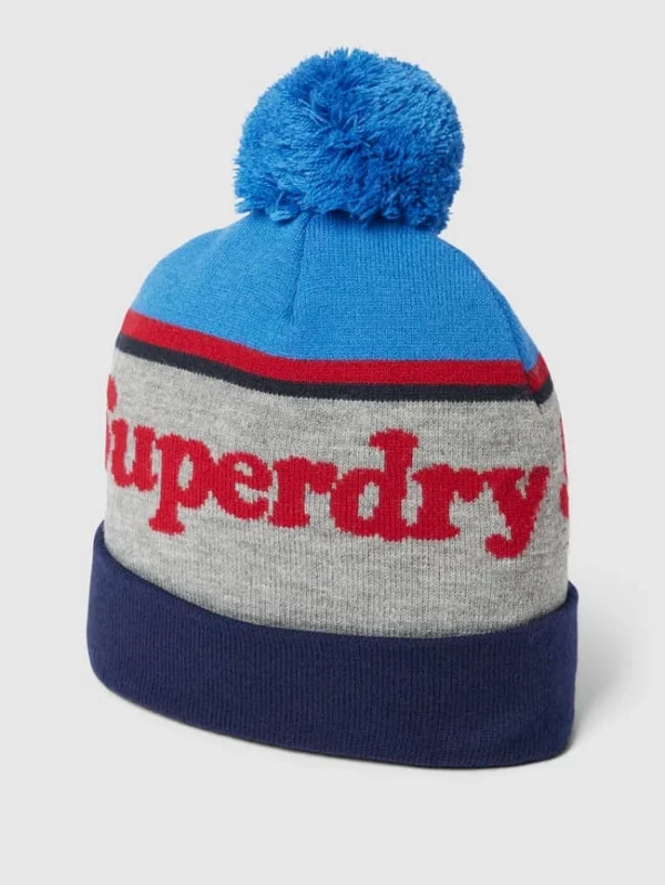 Superdry Pudelmütze Mit Label-Print – Dunkelblau 1