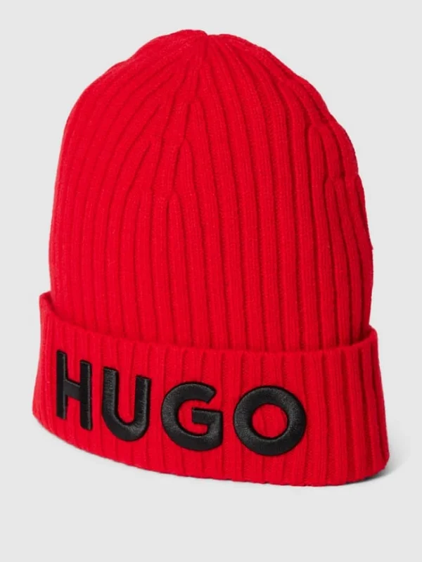 HUGO Beanie Mit Label-Stitching – Rot 1